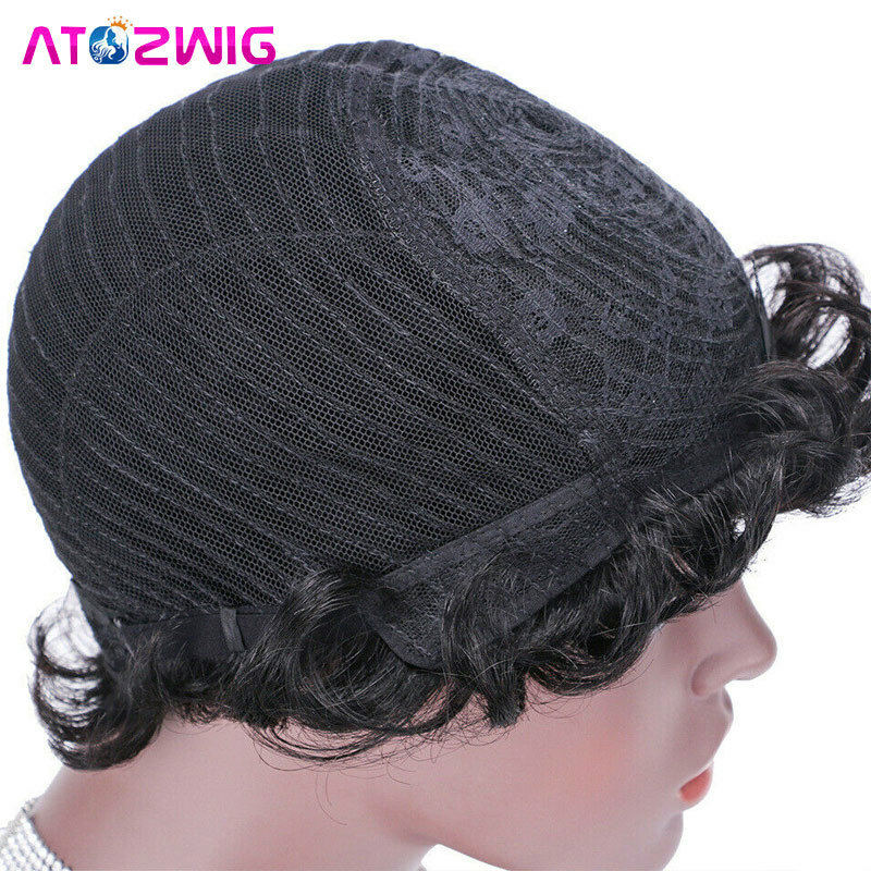 Salt and Pepper Short Bob Wigs Gray Wig with Bangs 100% Human Hair Full Machine