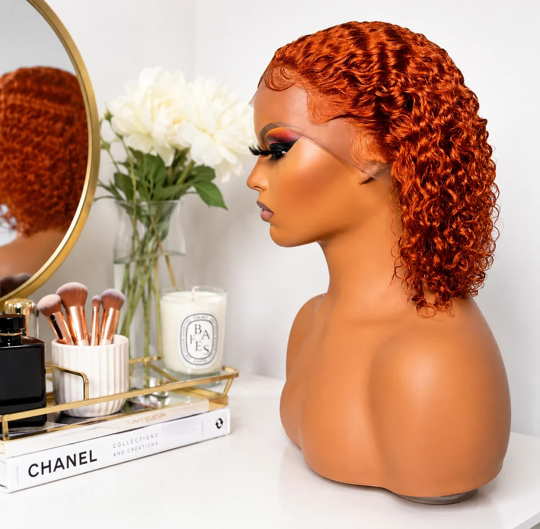 Ginger Curly Bob Wig Human Hair 13×4 Lace Front Wigs Human Hair for Women 180%