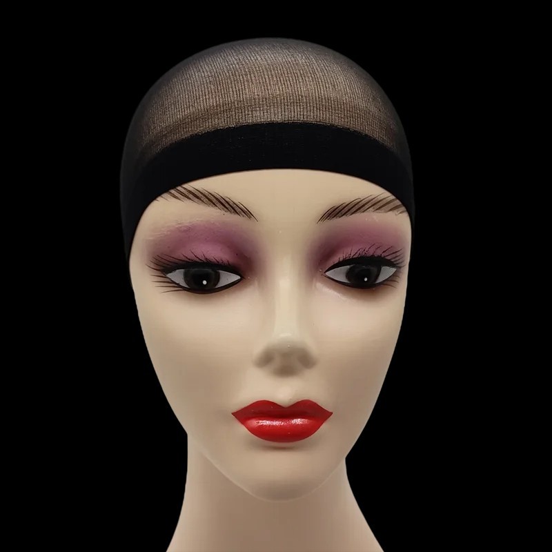 2pcs Wig Cap Mesh Dome Hair Net Stretch Invisible Stocking Cap Black Brown Beige