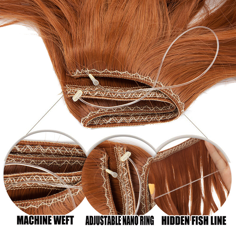 Hidden Secret Wire In Hair Extensions Invisible Head Band Natural Ring Hairpiece