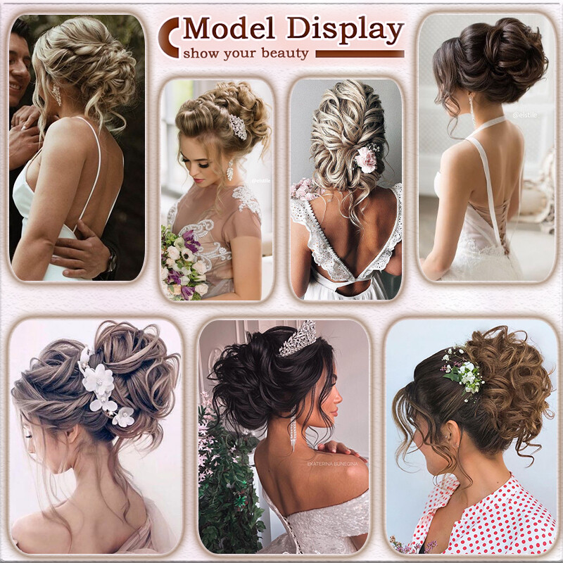 Clip on in Messy Bun Curly Hair Piece Extensions Hair Wedding Claw Clip AS REAL