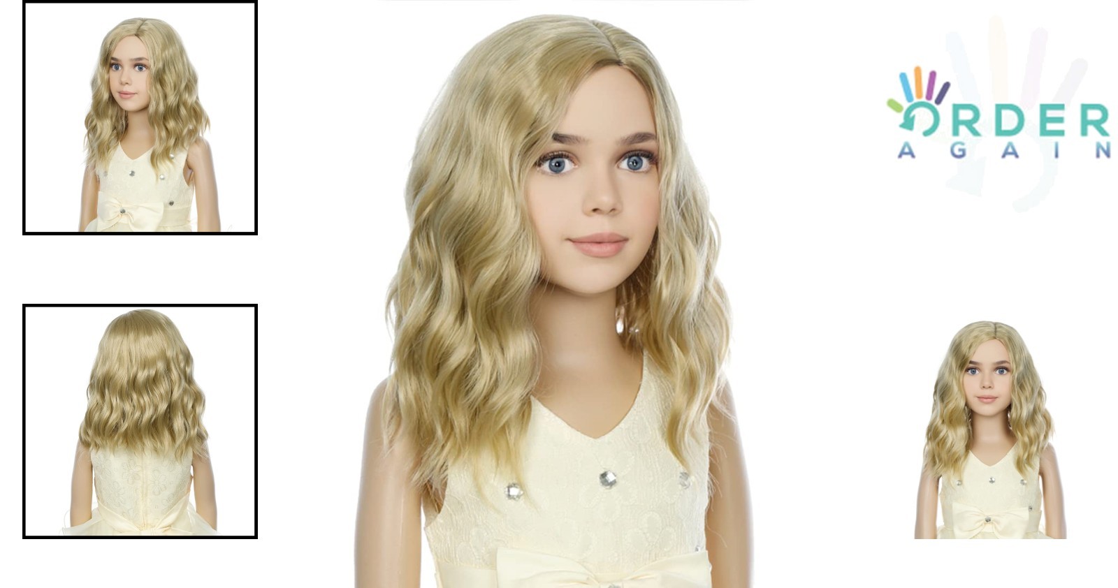Kids Blonde Wigs Short Wavy Ash Blonde Synthetic Heat Resistant for Girls