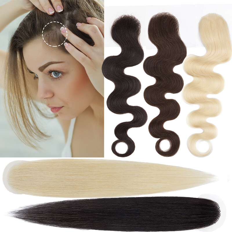 100% Virgin Human Hair Patches Pieces for Bald Spot Full Lace Base Cover-up