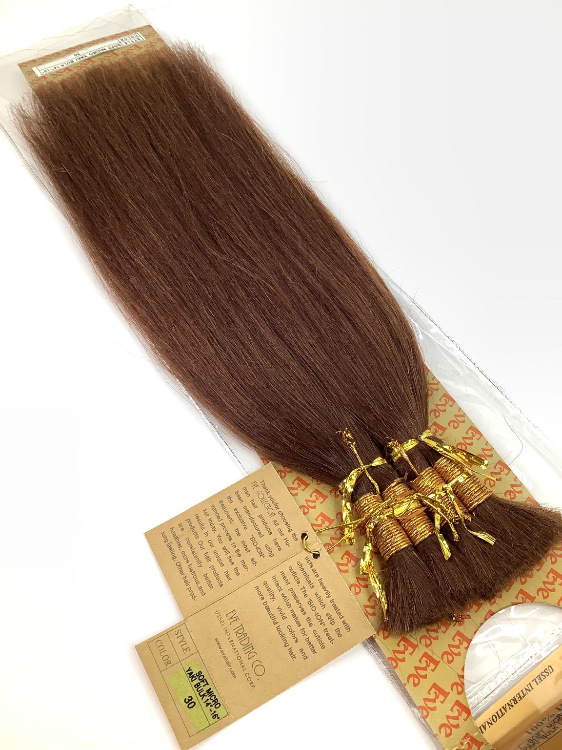 Eve 100% Human Hair Extensions Soft Micro Yaki Bulk 14″-16″ Color 30 Tangle Free