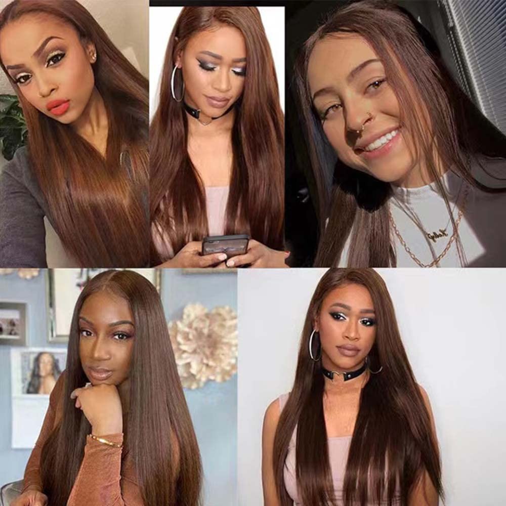 Hydtxc Human Hair Bundles 8 10 12 Inch Dark Brown Color 30 Straight Bundles