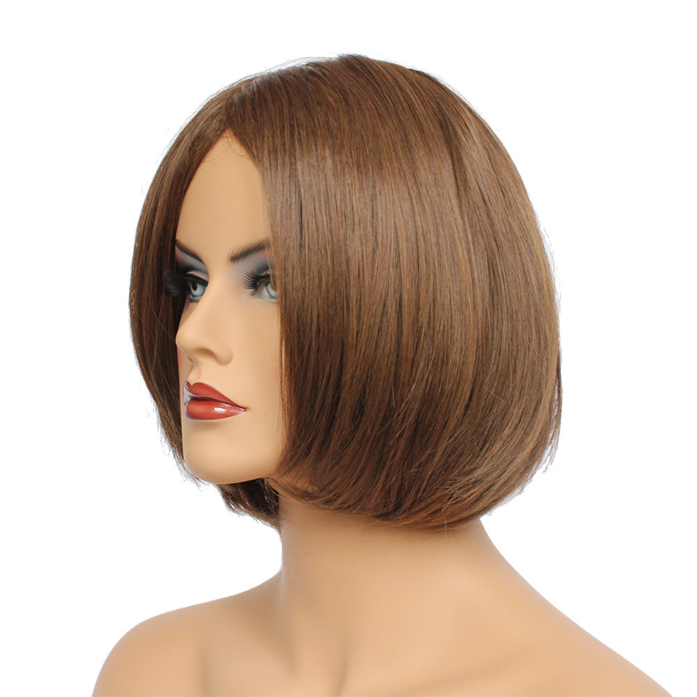 Classic Cap women Synthetic straight Short Medium Brown full wig HengFeng ZP16