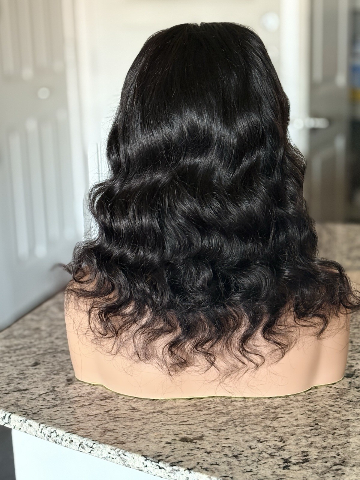 Natural Black Body Wave Human Hair Wig 16inch 4×4 Lace Closure Glueless