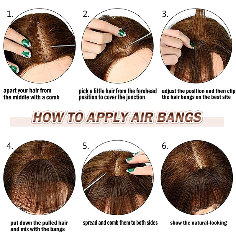 Thin/Thick Fringe Bangs Clip In 100% Remy Human Hair Extensions Hairpiece Topper