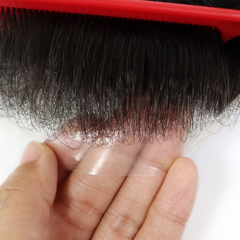 Micro Ultra Thin Skin Super Mens Toupee Human Hair System 0.02mm Hairpieces OSNG