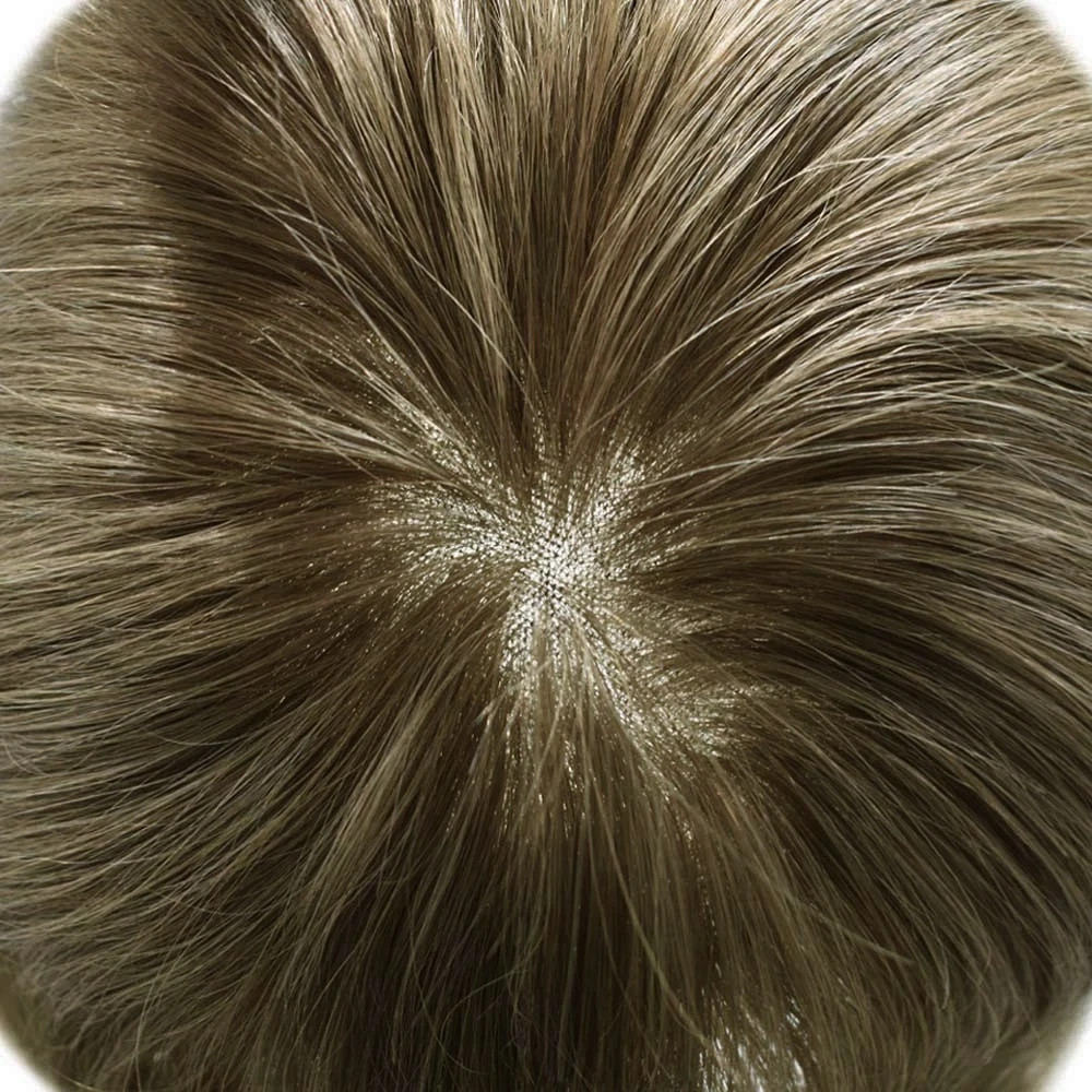 Mens Toupee French Lace Front Hairpiece Poly Skin PU Hair System Replacement US