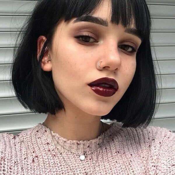 Black Bob Wig with Bangs 13″ Short Bob Wigs Women Short Black Wig Heat Daily USA