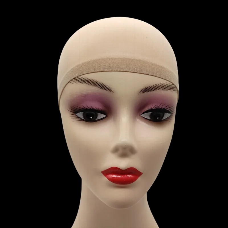 2pcs Wig Cap Mesh Dome Hair Net Stretch Invisible Stocking Cap Black Brown Beige