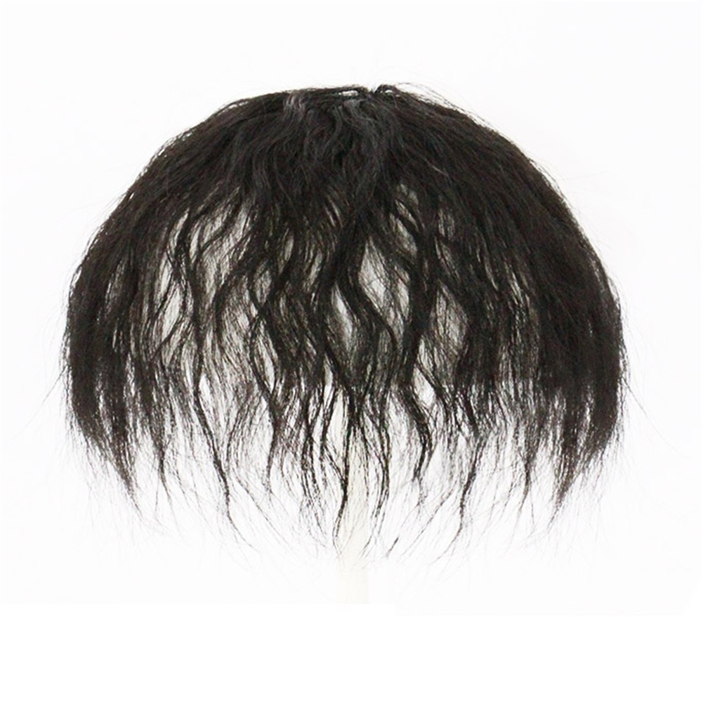 Short Curly Wavy Hair 100% Human Hair Topper Toupee Thin Cover Grey For Women