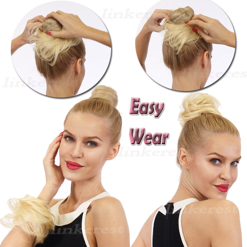 Real Remy Human Hair Bun Curly Messy Bun Hair Piece Scrunchie Updo Extensions