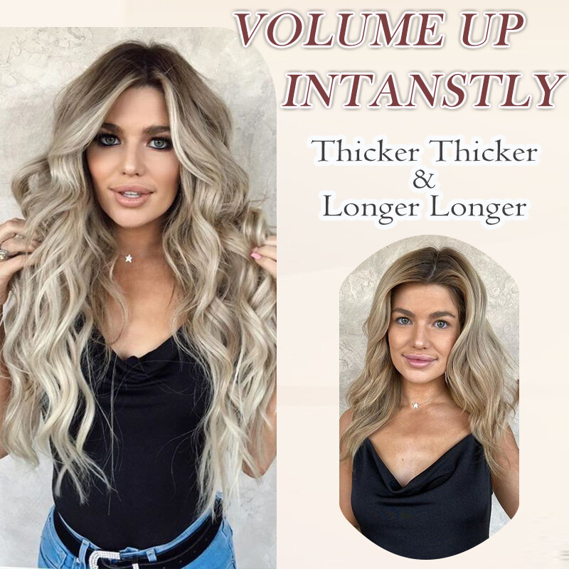 One Piece Invisible Wire Hair Extensions Thick Clip In Hairpiece Real as Human