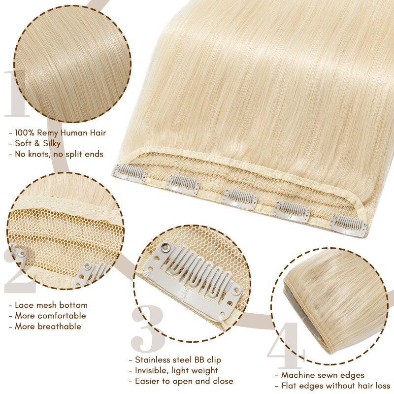 CLEARANCE Clip in Hair Extensions 100% Remy Human Hair Full Head One Piece Thick
