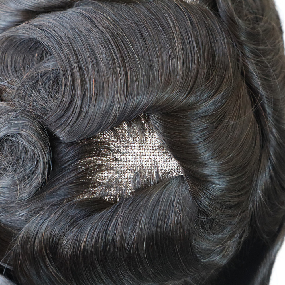 Toupee For Mens Hairpiece Lace Hair System Replacement Poly Skin Around Gent Wig