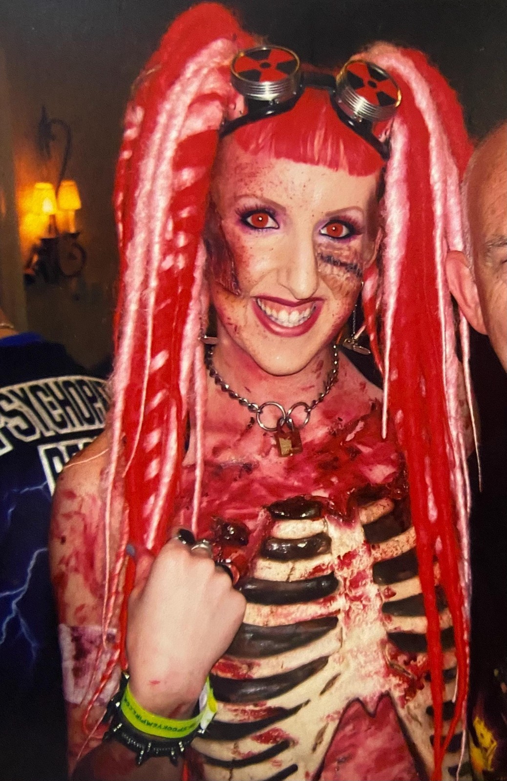 Pink & Red Dread Falls swirls dreadlocks hair extensions cyber goth dreads emo