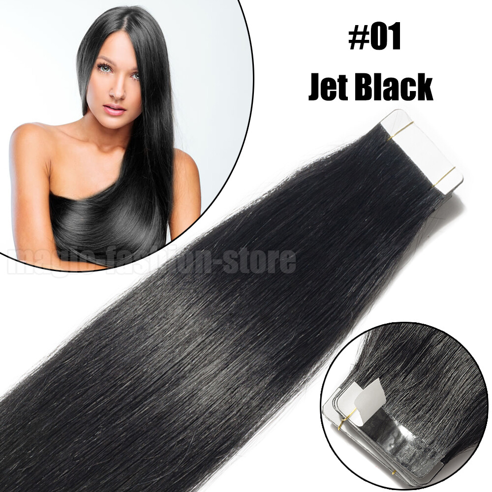 Russian Virgin Tape In Human Hair Extensions Balayage Full Head Straight USPS 50