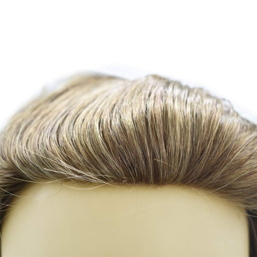 Mens Toupee Hairpiece Fine Mono Hair System Replacements Poly Skin Pu Mens Wigs
