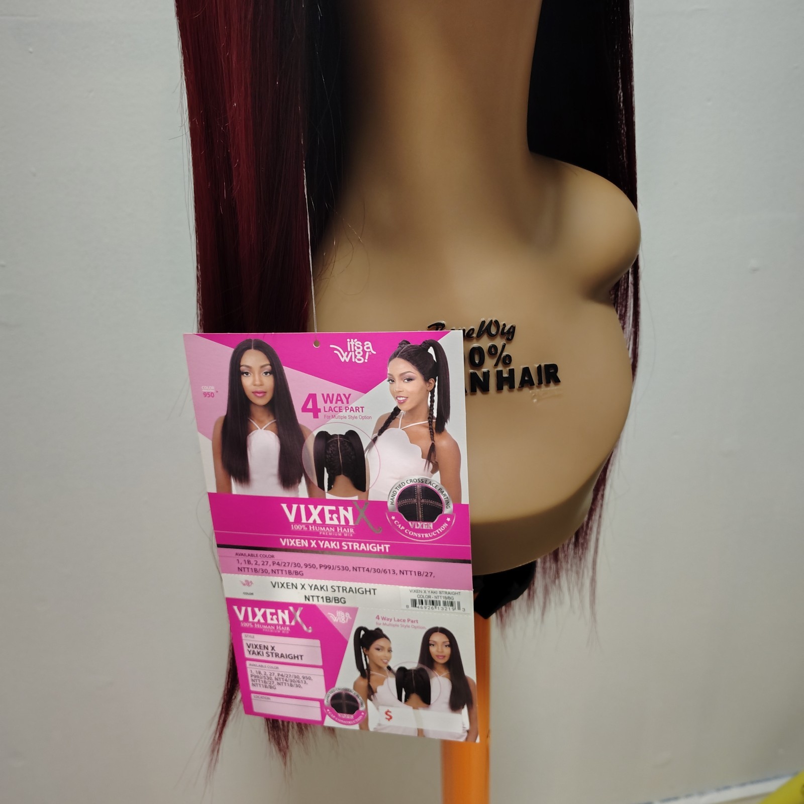 It’s a Wig! Straight Burgundy Black 4 Way Lace Part Wig 24in for Women Fashion