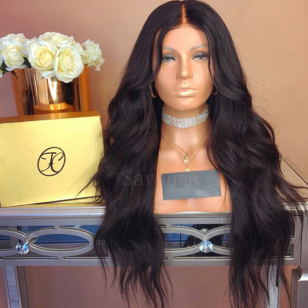 Brazilian Long Natural Wavy Lace Front Wig Synthetic Hair Soft Fiber Black Women