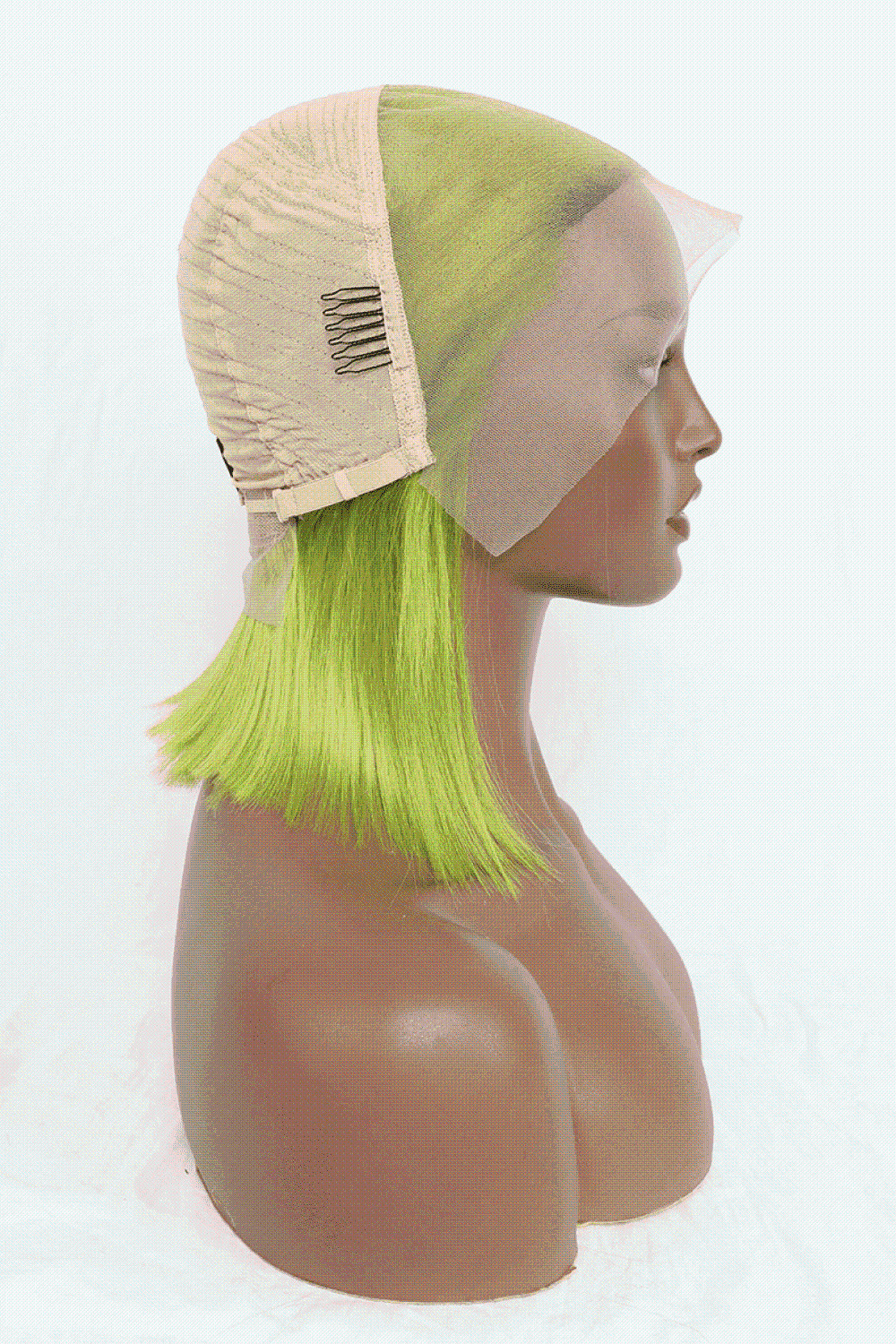 12″ 140g Lace Front Wigs Human Hair in Lime 150% Density