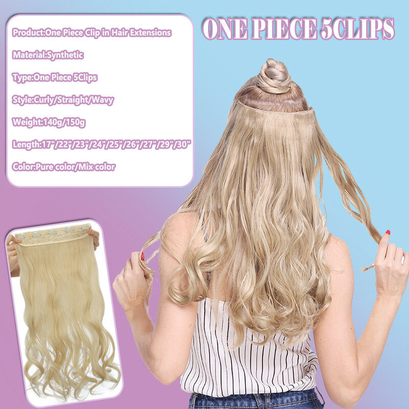 One Piece Clip in Hair Extension 5Clips Full Head Thick as Human Highlight Ombre