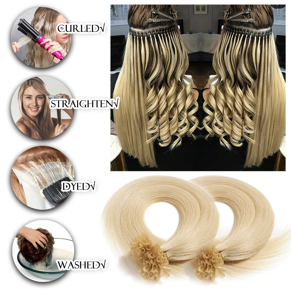 Nail U Tip THICK Keratin Real Remy Human Hair Extension 16-24 Thick Russian Glue