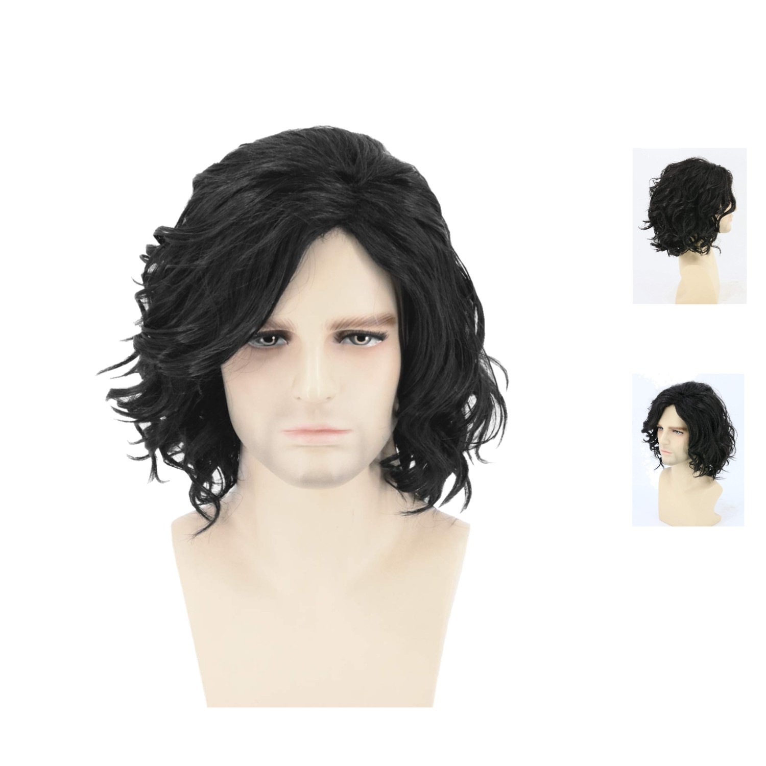 Adjustable 14-inch Black Curly Wig – Perfect for Halloween & Cosplay Events