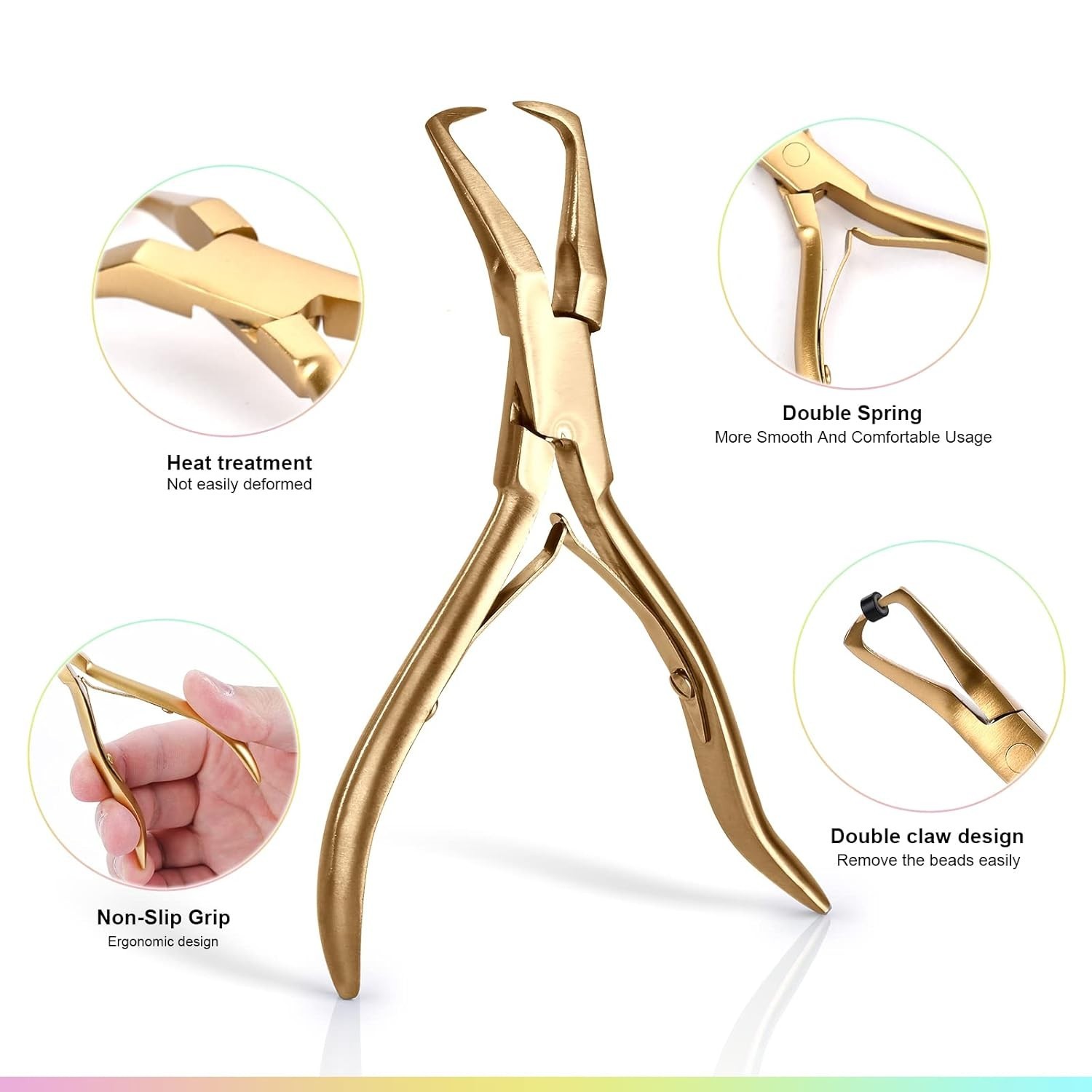 Essential Gold Tool Kit for Hair Extensions: Beading Pliers & Clips Included
