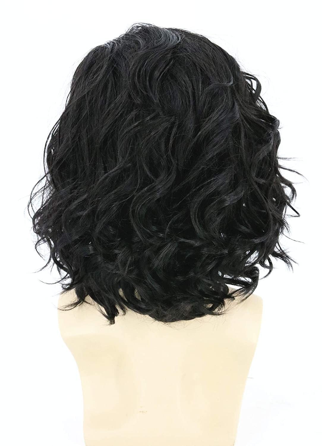 Adjustable 14-inch Black Curly Wig – Perfect for Halloween & Cosplay Events
