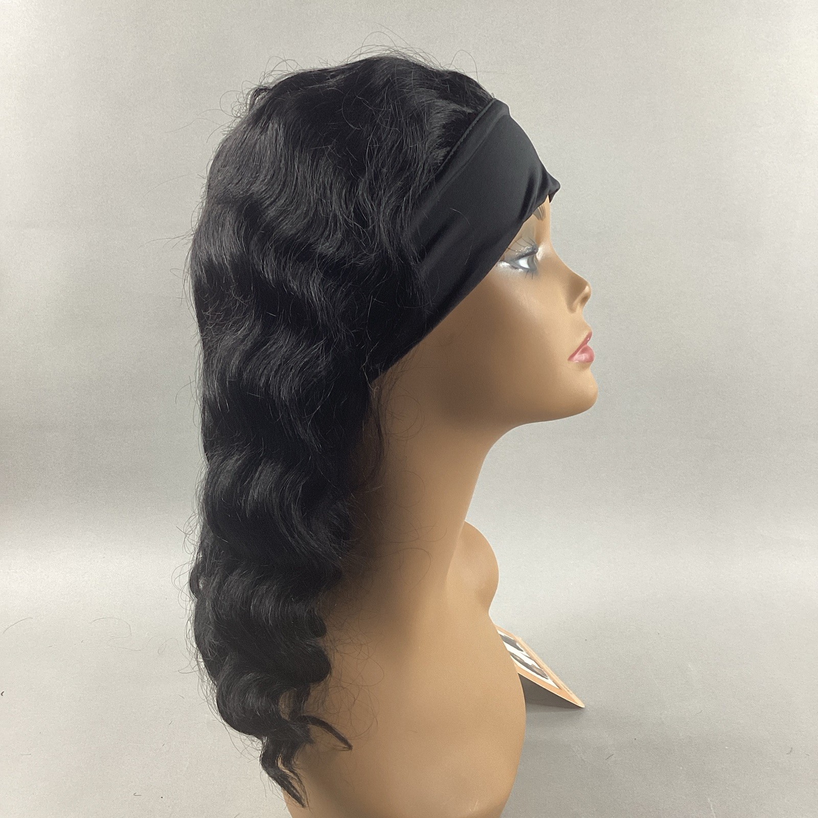 18″ Body Wave Headband Natural Black 100% Unprocessed Human Hair Wig