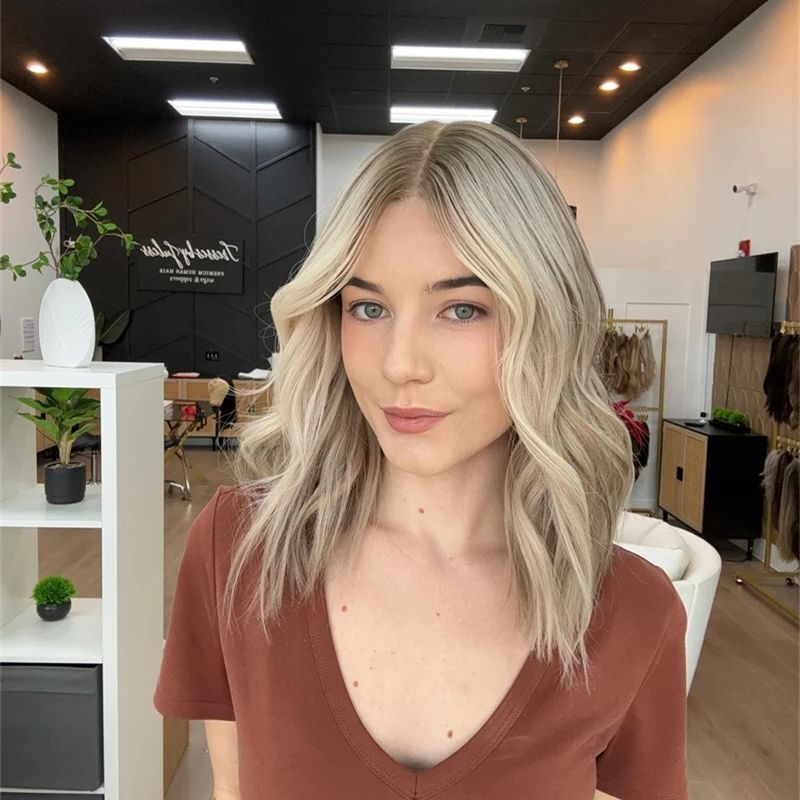 14 Inches Ombre Ash Blonde Brown Colored Brazilian Remy Human Hair Lace Front