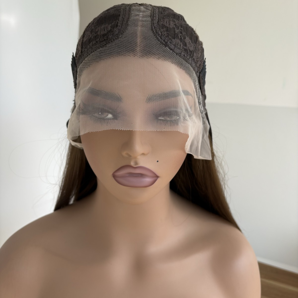 Heat Resistant Synthetic Hair T Lace Front Wigs Long Straight Brown
