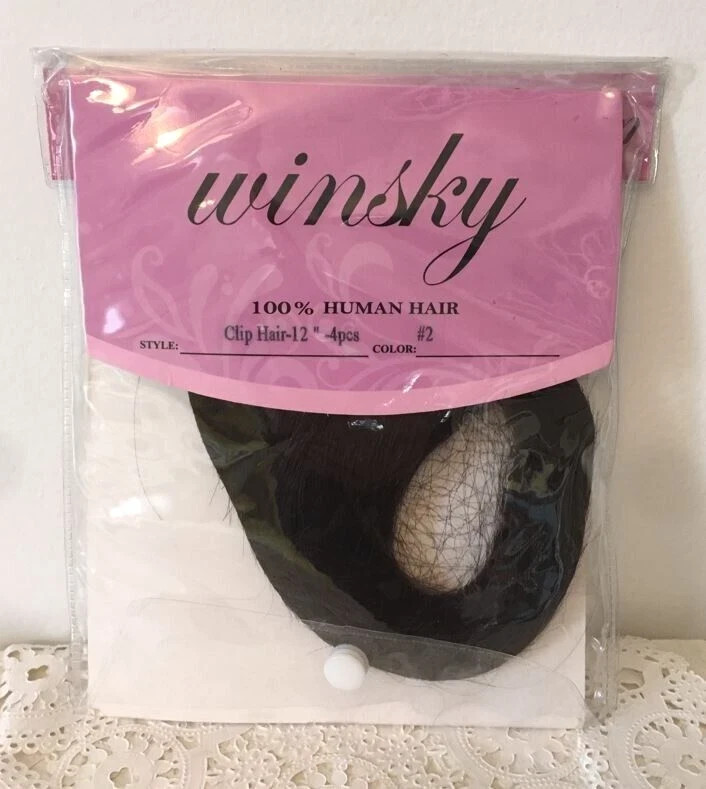 Winsky 100% Human Clip In Hair 4 Pieces Of 12 Inch #2 Dark Brown Extensions NEW