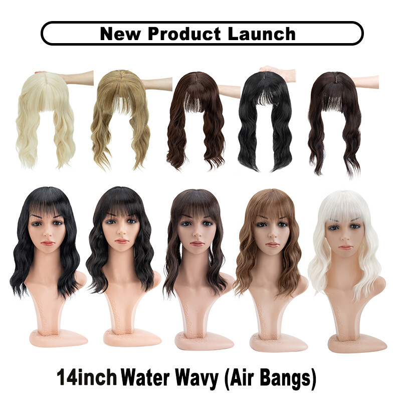Natural AS Human Hair Topper Toupee Hairpiece Silk Base Wigs with Bangs Wave US