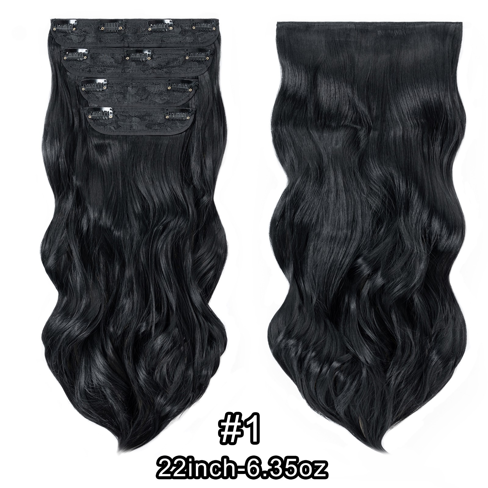 Long Curly Wavy 4PCS Clip in as Human Hair Extensions Natural THICK Balayage USA