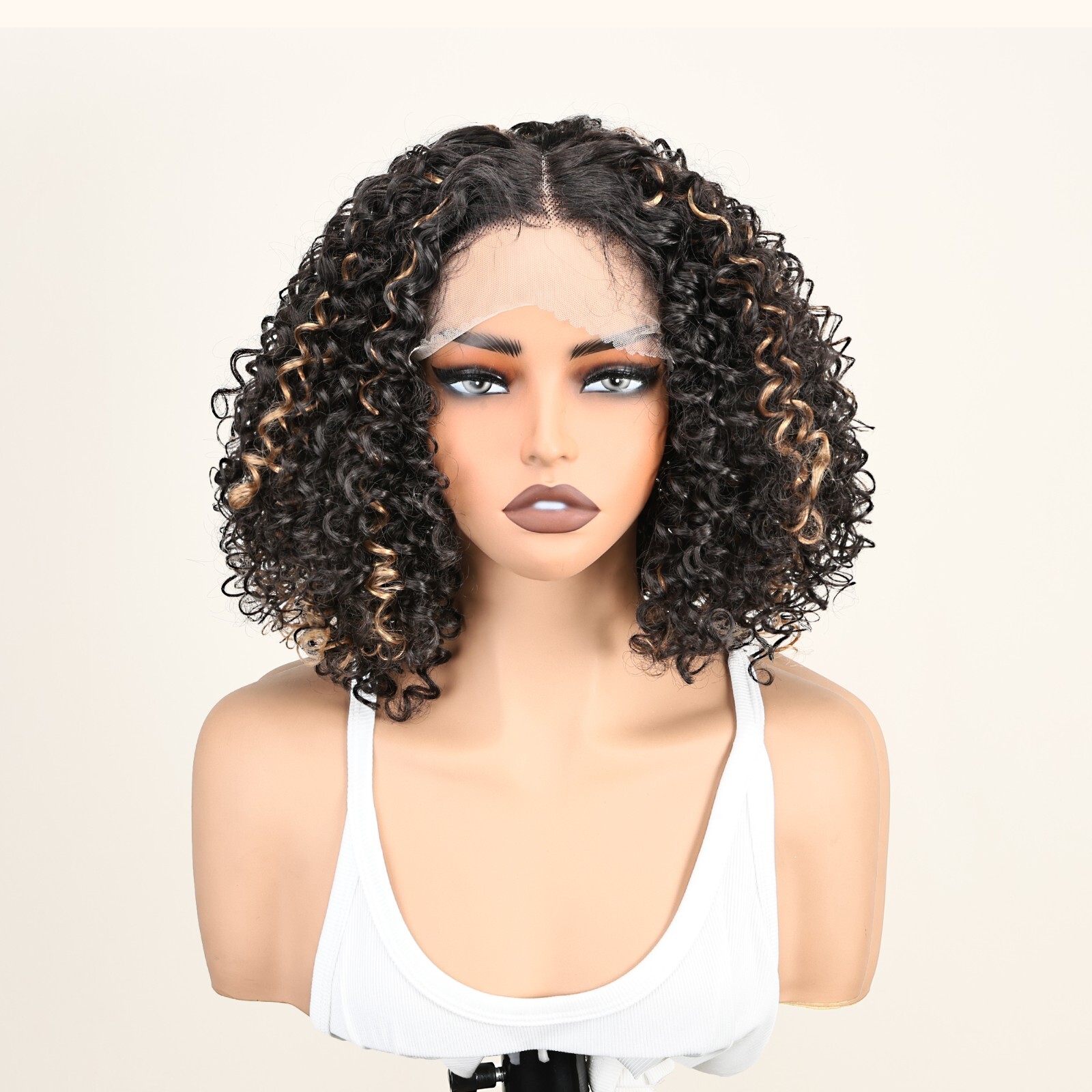 Easy-to-Wear Black Afro Curly Synthetic Wig for Women High-Density
