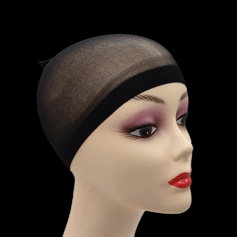 2pcs Wig Cap Mesh Dome Hair Net Stretch Invisible Stocking Cap Black Brown Beige