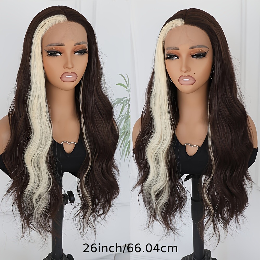 Brown Color Hair Blonde Highlights Lace Front Wig Pre Plucked Hairline Body Wave