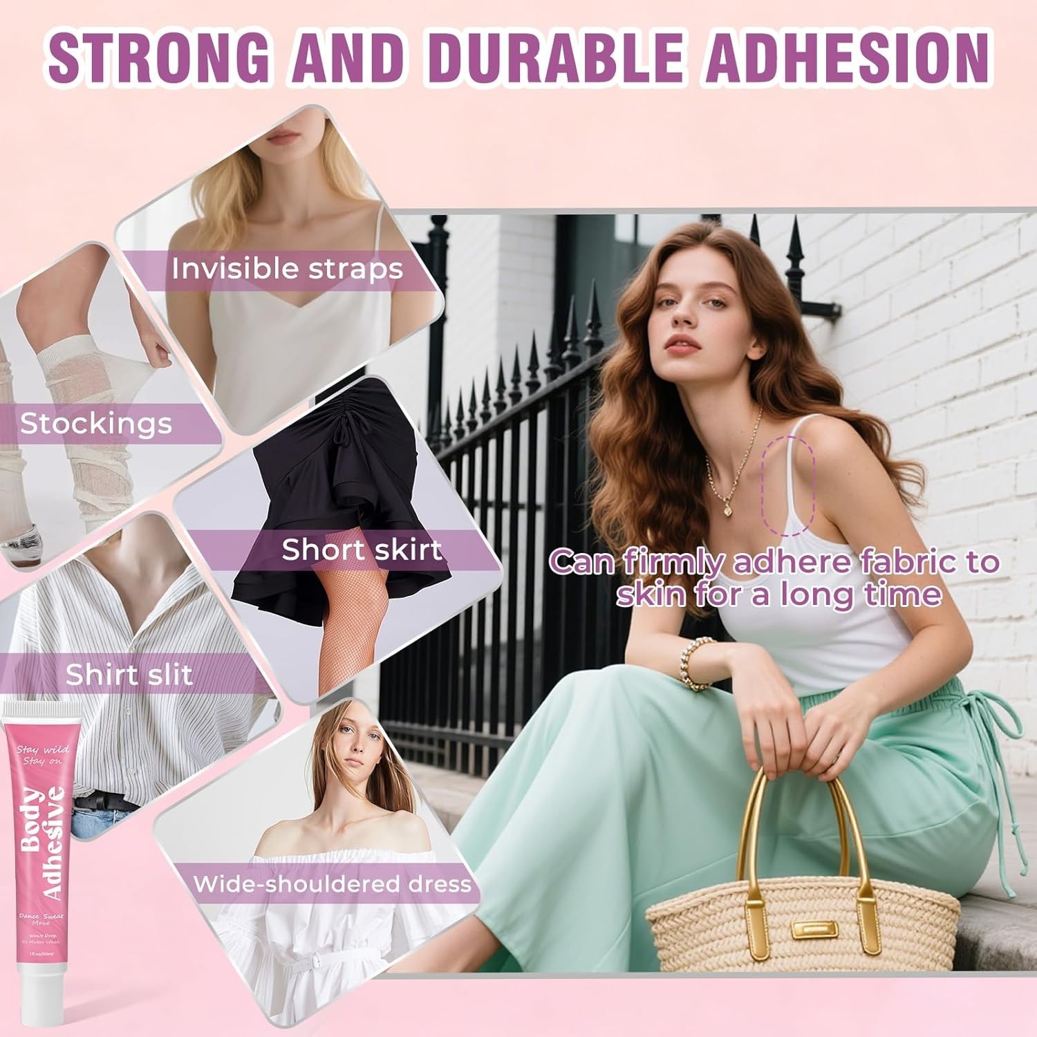 Body Adhesive Glue for Clothes & Skin, Body Glue, Sweat Resistant, Water Wash…