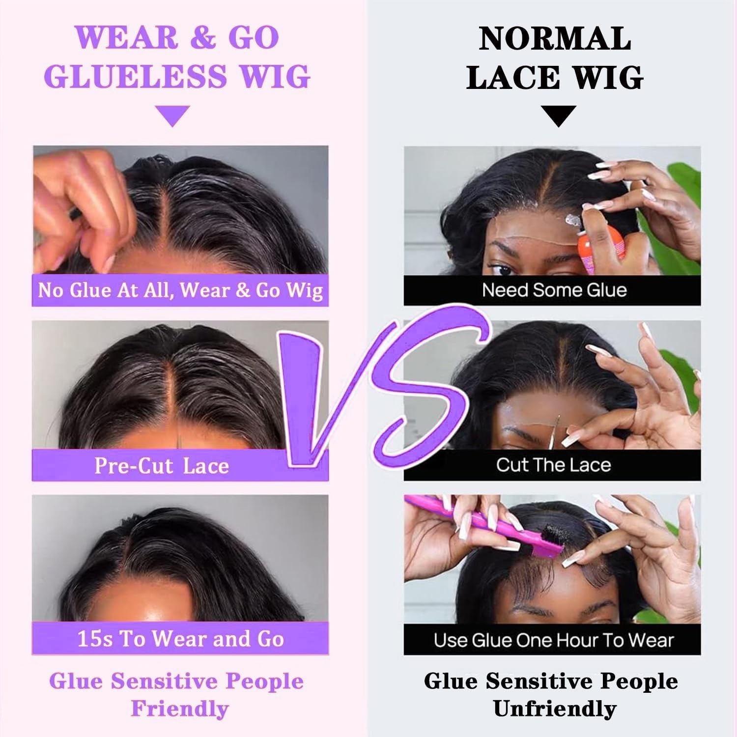 Wear and Go Glueless Wigs Human Hair Pre Plucked Pre Cut 4×4 Body Wave Bob Wig