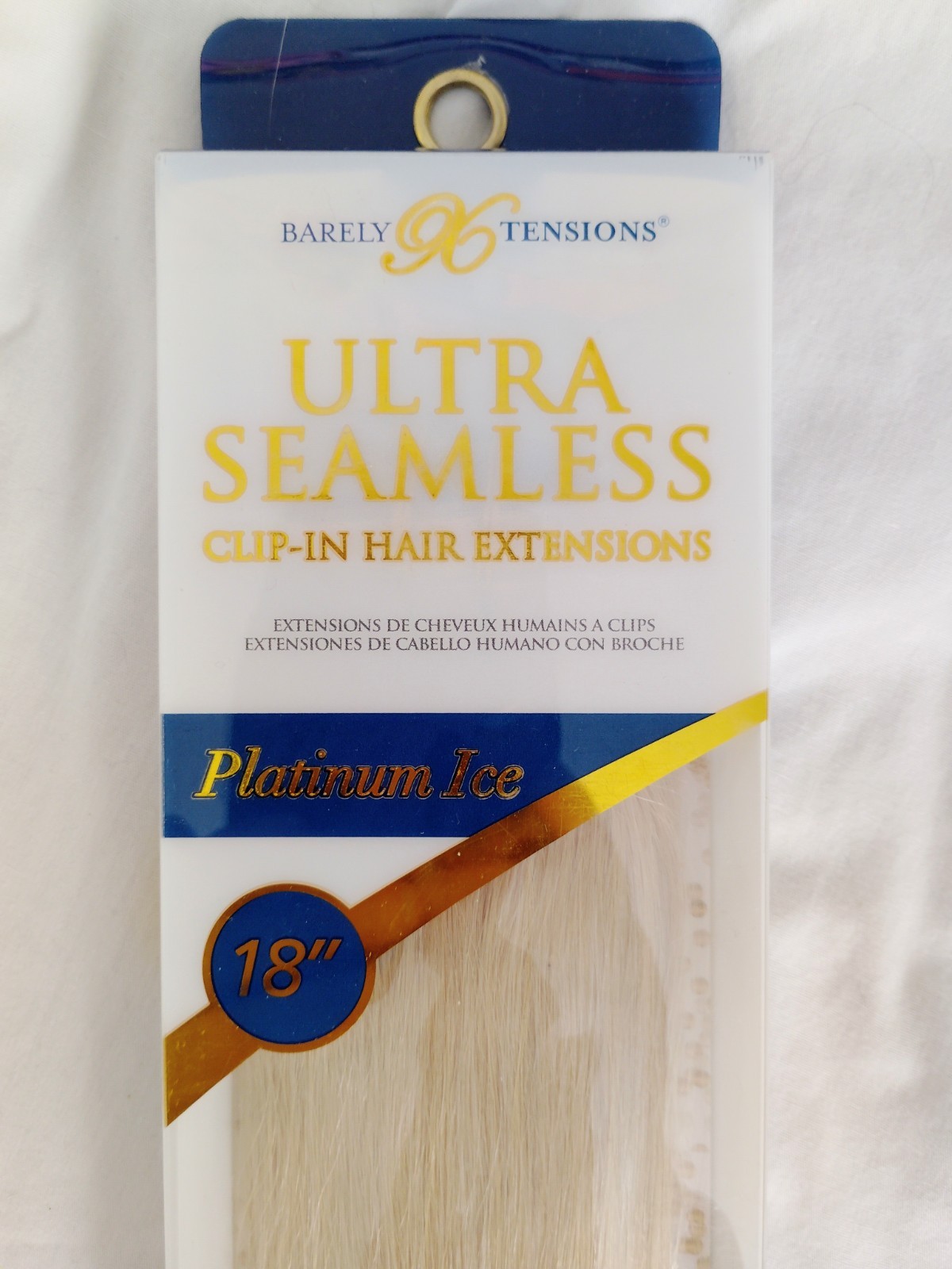 ULTRA SEAMLESS Barely Xtensions Clip-In Remy Human Hair 18″ Platinum Ice 5pc