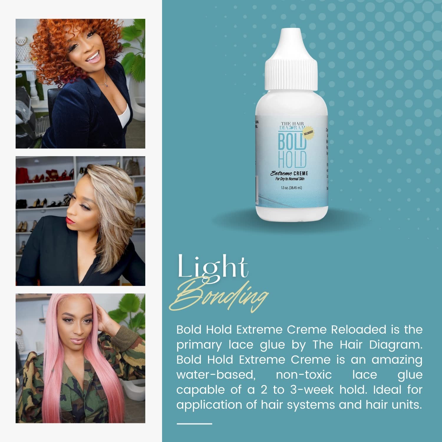 Hair System Adhesive: Bold Hold Extreme Creme, Strong, Non-Toxic, Humidity Proof