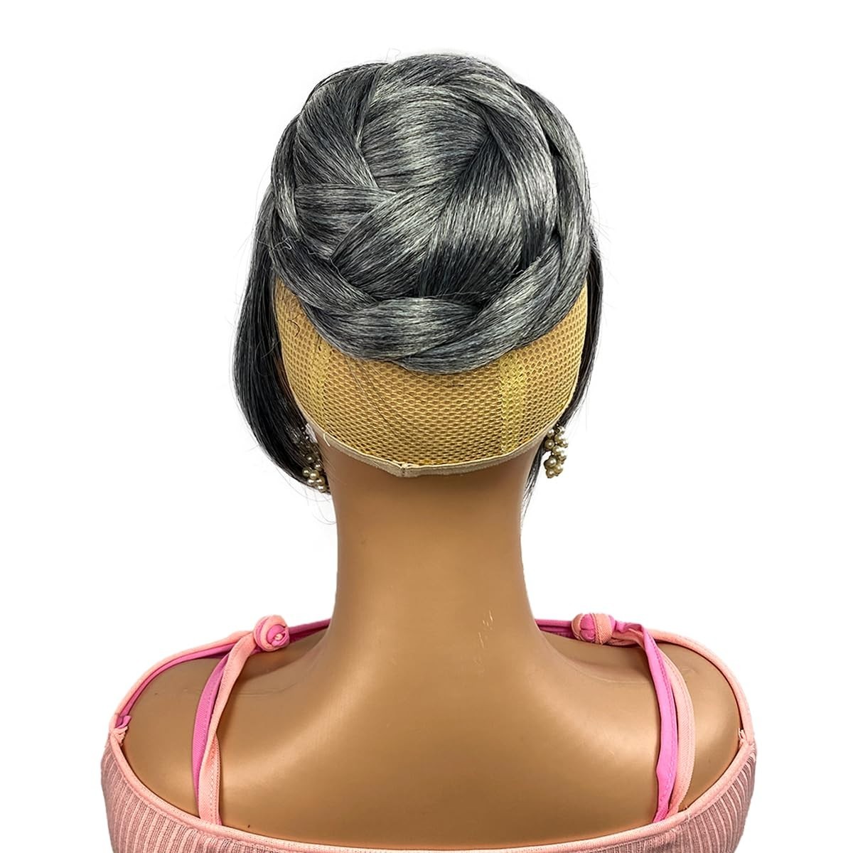 Gray Bun & Bangs Set 2PCS – Salt and Pepper Grey Clip in French Bangs with Tw…