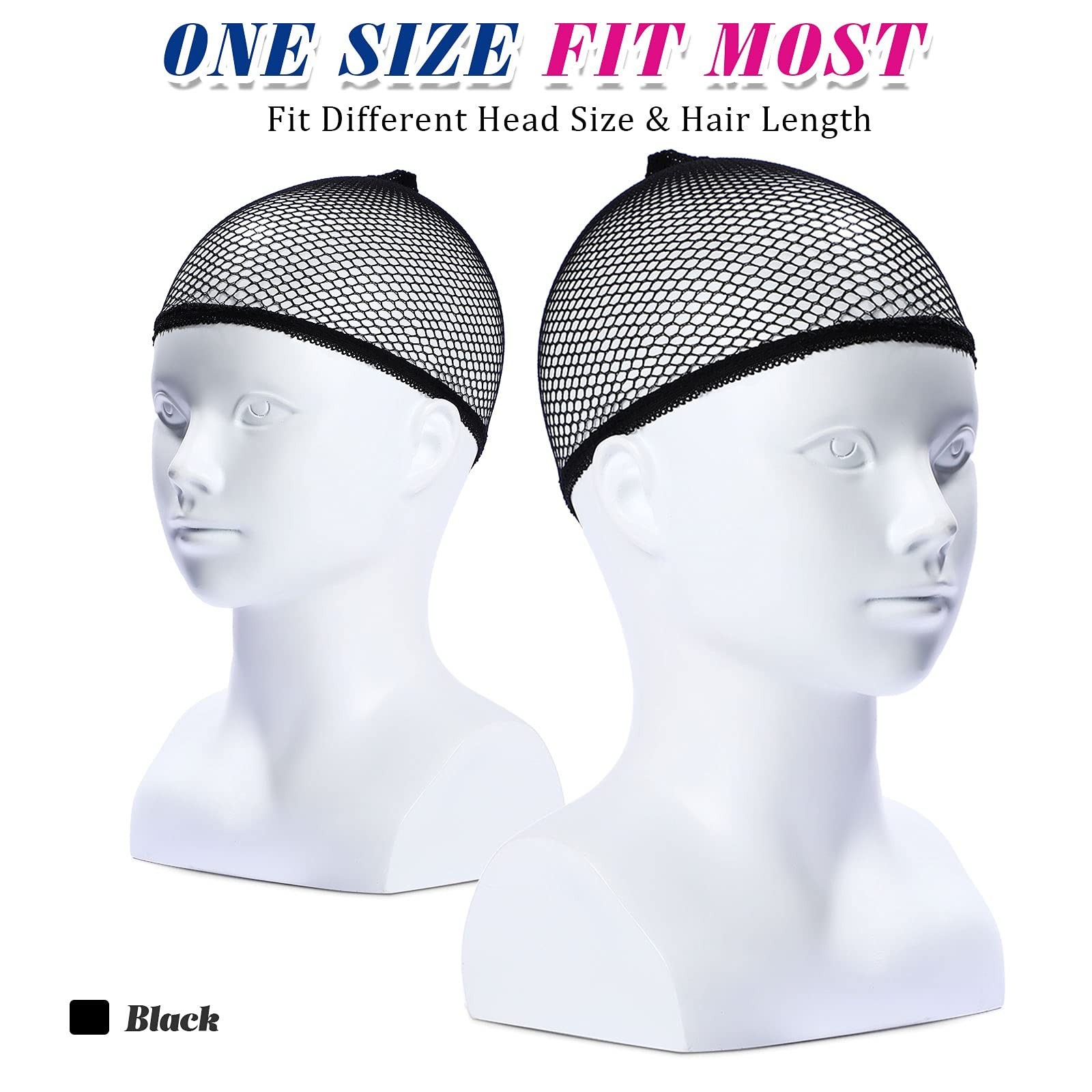 50 Pcs Stretchy Mesh Wig Caps – Nylon Fishnet Stocking Liner for Weaving, Unisex