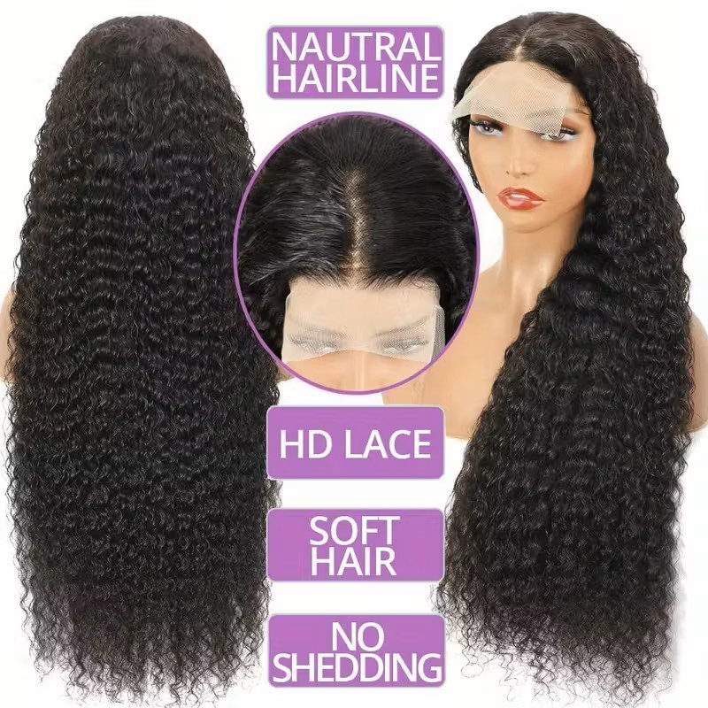 Deep Wave Wigs 200% Density Lace Front Wigs Human Hair 4X4/ 22″