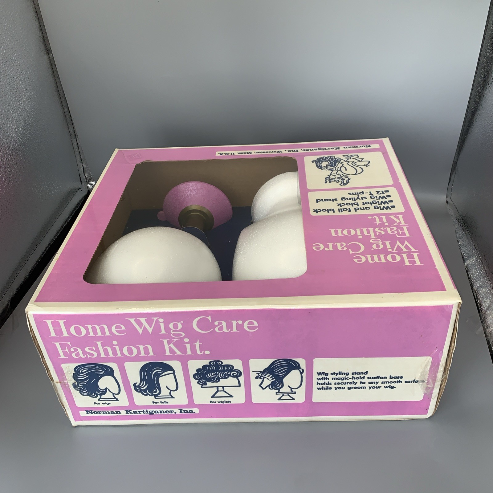 Home Wig Care Fashion Kit. Wig With Box And Norman Kartiganer Stand (CT) New