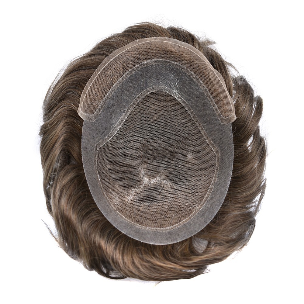 Mens Toupee Hair System Replacement French Lace Mens Hairpiece Skin Wig for Men